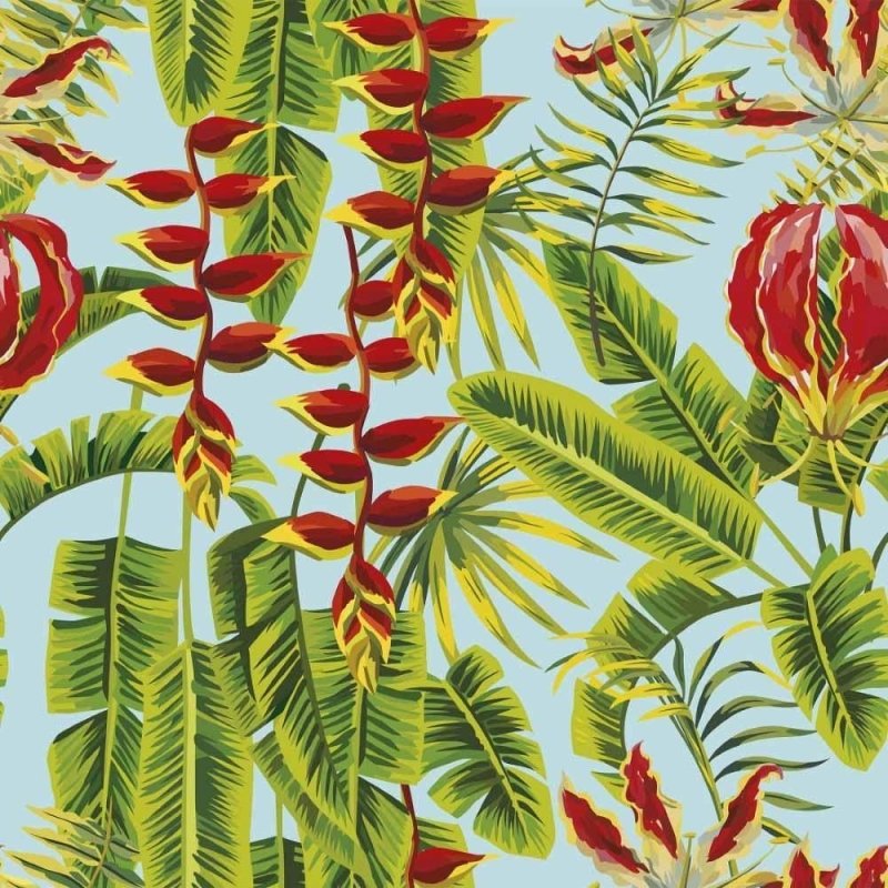 Papel de Parede Adesivo tropical folhas N014049 - Papel na Parede