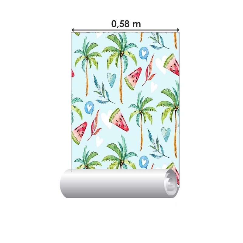 Papel de Parede Adesivo Tropical Melancia Aquarela N05029 - Papel na Parede