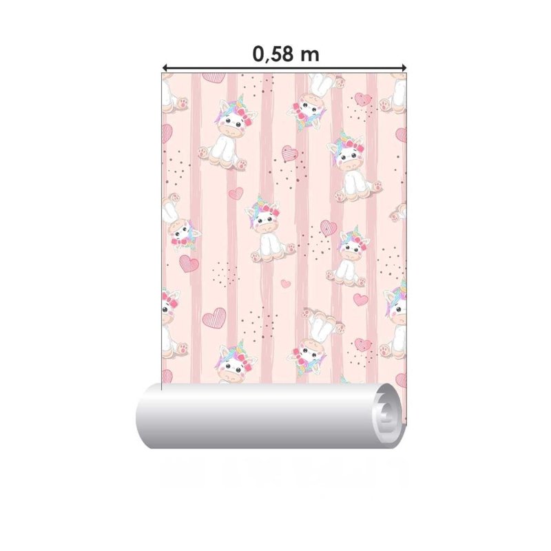 Papel de Parede Adesivo Unicórnio Fofo N03093 - Papel na Parede