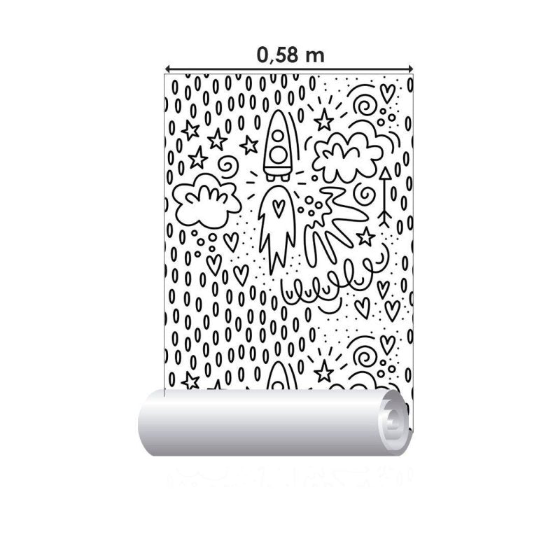 Papel de Parede Adesivo Universo Para Colorir N013248 - Papel na Parede