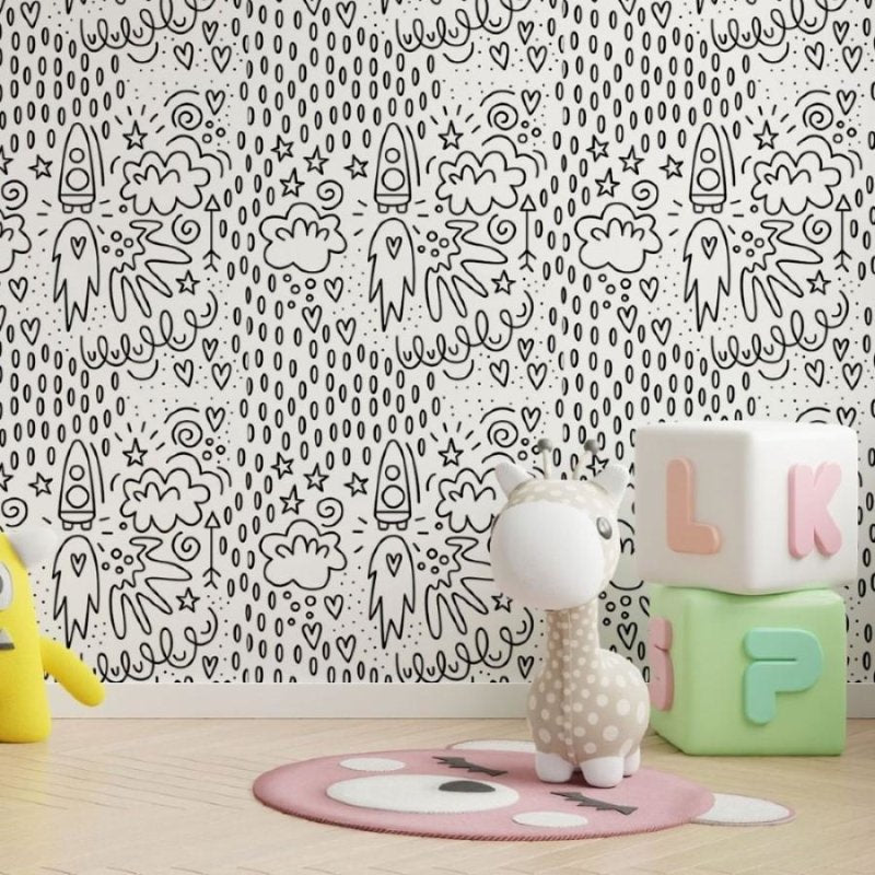 Papel de Parede Adesivo Universo Para Colorir N013248 - Papel na Parede