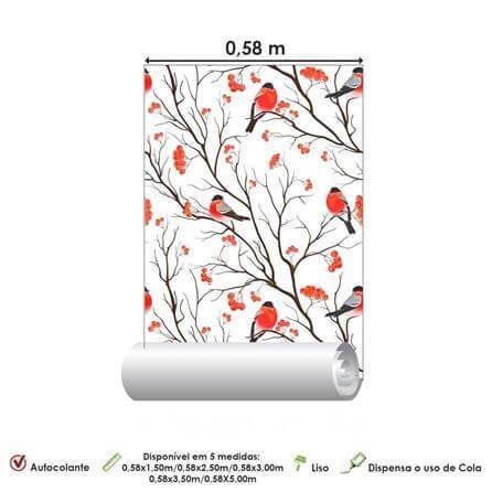 Papel de Parede Adesivo Vermelho Pássaros 158868776 - Papel na Parede