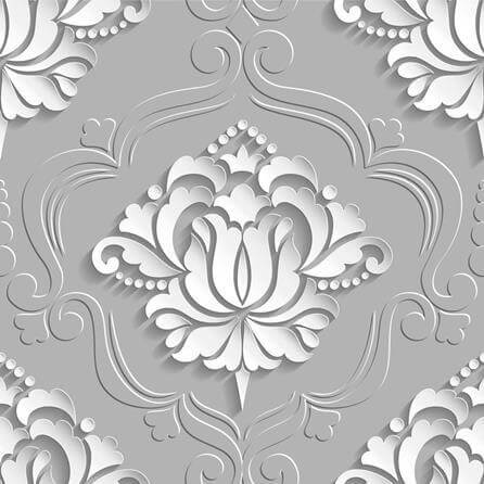 Papel de Parede Adesivo Vintage Floral 3D Cinza 251587870 - Papel na Parede
