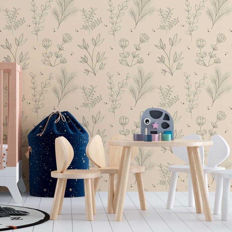 Papel de Parede Adesivo Vintage Floral amarelo N08059 - Papel na Parede
