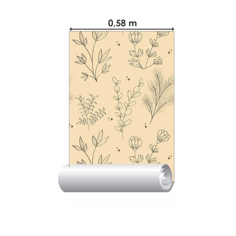 Papel de Parede Adesivo Vintage Floral amarelo N08059 - Papel na Parede