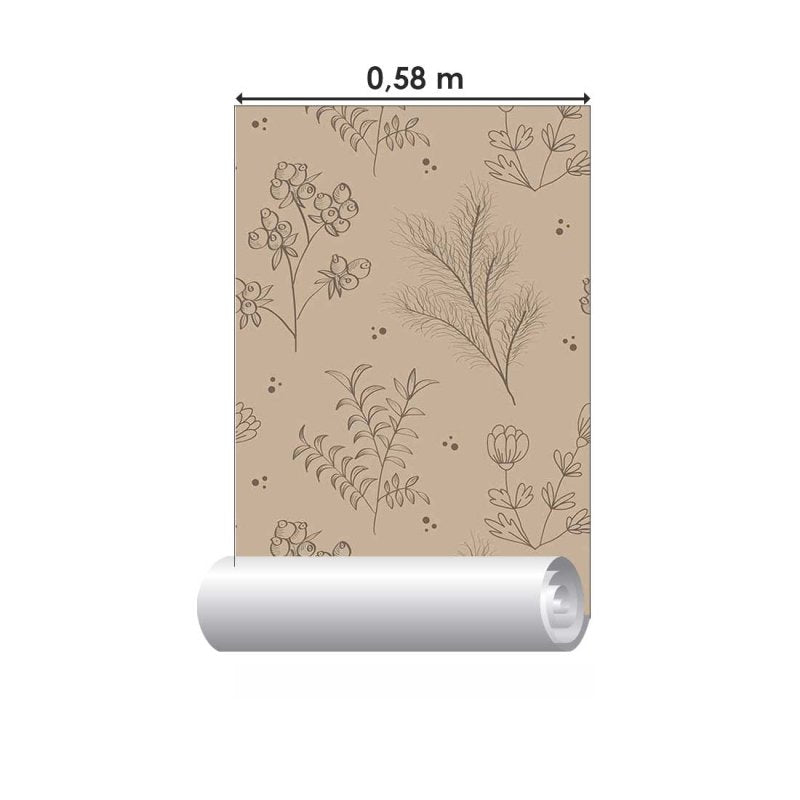 Papel de Parede Adesivo Vintage Floral Bege N08058 - Papel na Parede