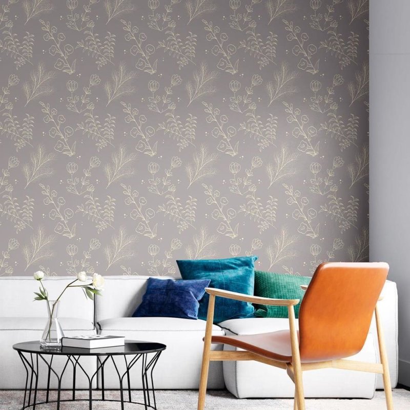 Papel de Parede Adesivo Vintage Floral Cinza N08057 - Papel na Parede