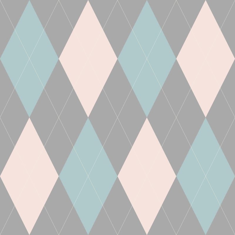 Papel de Parede Adesivo Xadrez Argyle Rosa e Azul N05201 - Papel na Parede