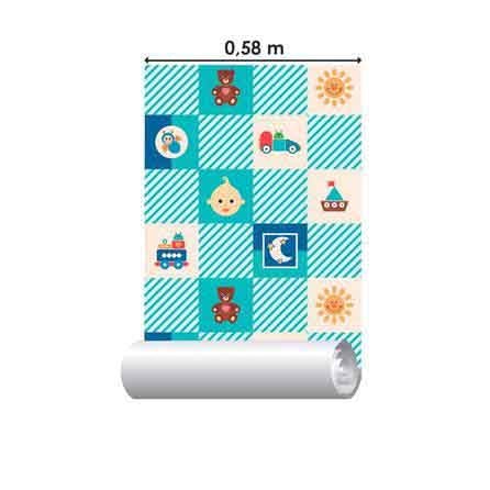 Papel de Parede Adesivo Xadrez Azul Bebê 311880255 - Papel na Parede