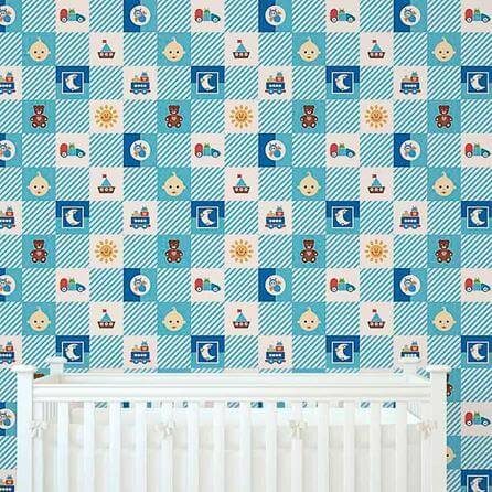 Papel de Parede Adesivo Xadrez Azul Bebê 311880255 - Papel na Parede