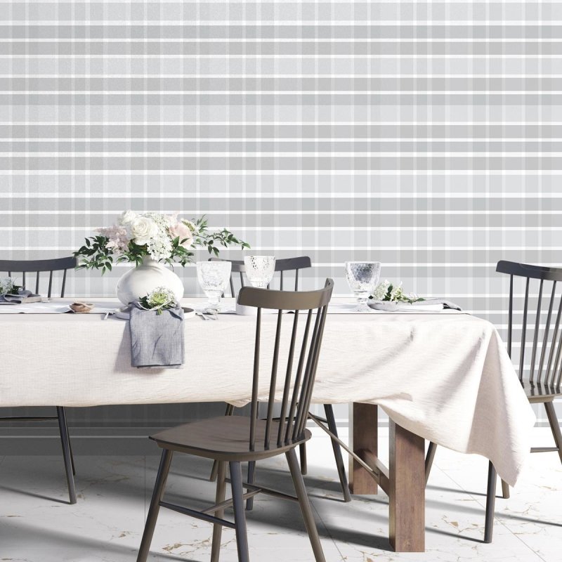 Papel de Parede Adesivo Xadrez Cinza N04127 - Papel na Parede