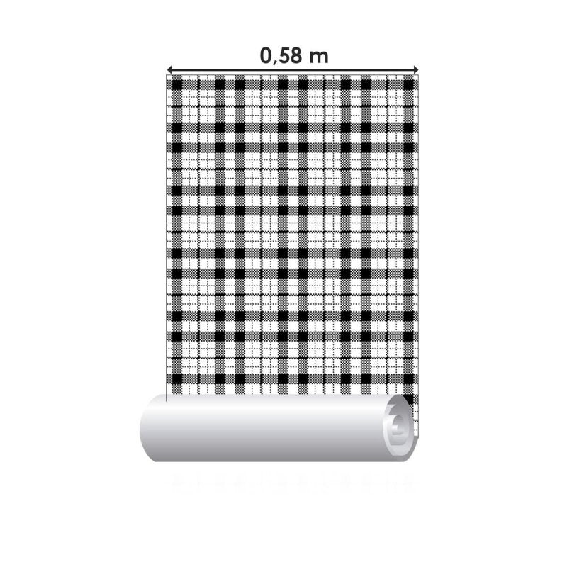 Papel de Parede Adesivo Xadrez Preto e Branco N04187 - Papel na Parede