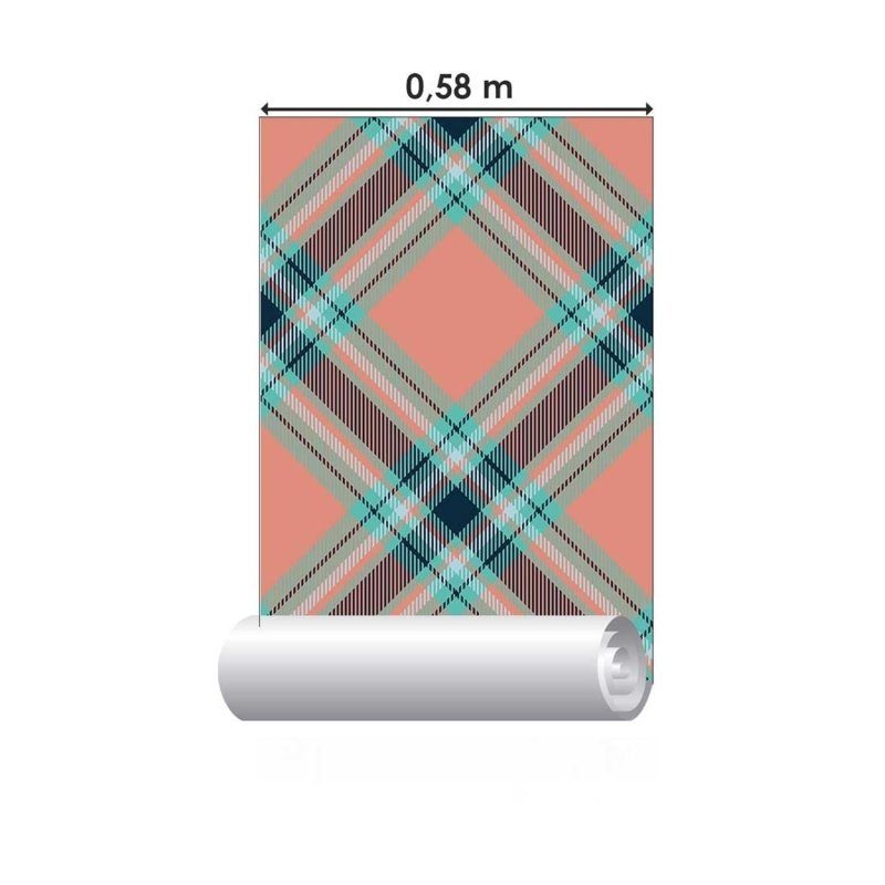 Papel de Parede Adesivo Xadrez rosa e azul N03078 - Papel na Parede