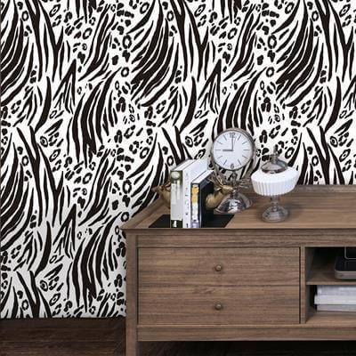 Papel de Parede Adesivo zebra e leopardo branco e preto 211320554 - Papel na Parede