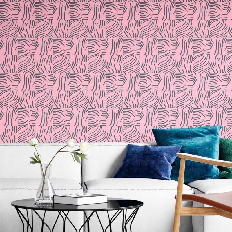 Papel de Parede Adesivo Zebra sobre rosa N08211 - Papel na Parede