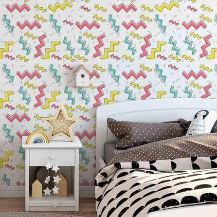 Papel de Parede Adesivo Zig Zag Chevron Colorido Jovem 2546 - Papel na Parede