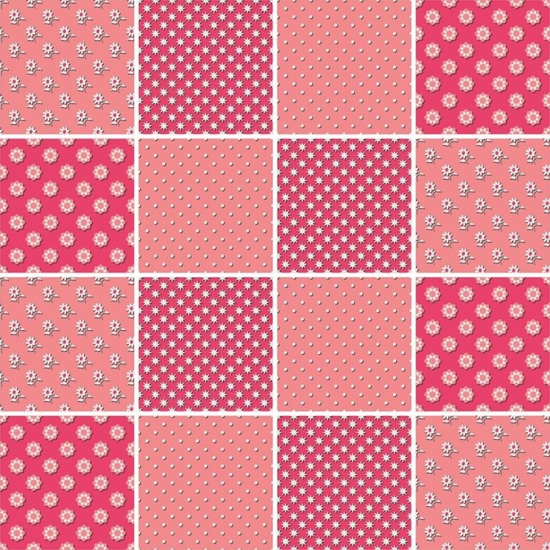 Papel de Parede Autocolante Azulejo Floral Rosa 383941663 - Papel na Parede