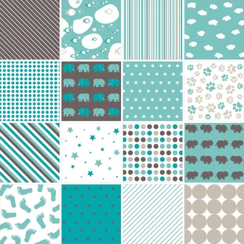Papel de Parede Autocolante Azulejo Infantil Azul 181485455 - Papel na Parede