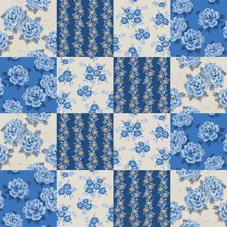 Papel de Parede Azulejo Floral Azul 129541532 - Papel na Parede