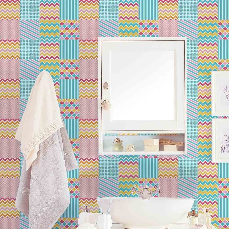 Papel de Parede Azulejo Listrado ZigZag 286805375 - Papel na Parede