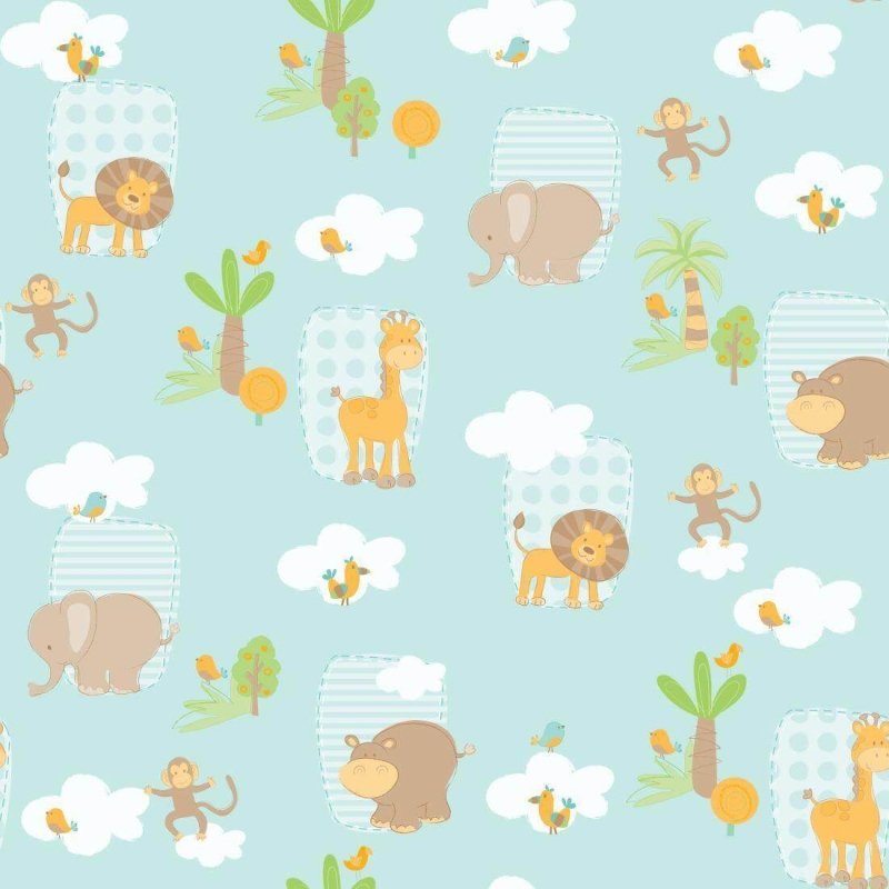 Papel de Parede Bambinos Safari azul 3300 - Papel na Parede