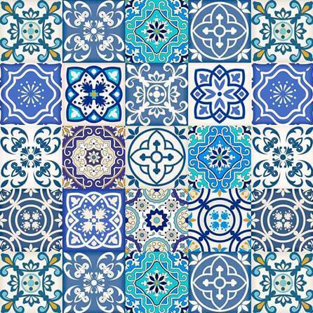 Papel de Parede Texturizado Allegra Azulejo Português 7305-1 - Papel na Parede