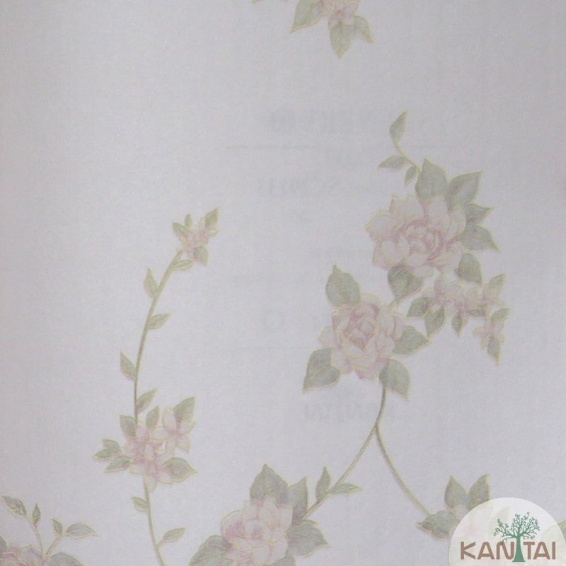 Papel de Parede Texturizado Flores Natureza Folhas Romântico Scenery2 SC29133 - Papel na Parede