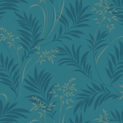 Papel de Parede Texturizado Luksuz galho folhas azul 4060-3 - Papel na Parede