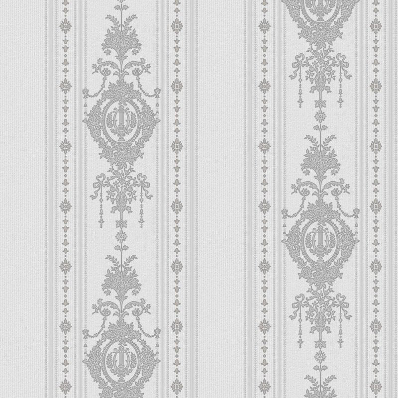 Papel de Parede Vintage Romântico Cinza Loft Decor 7119 - Papel na Parede