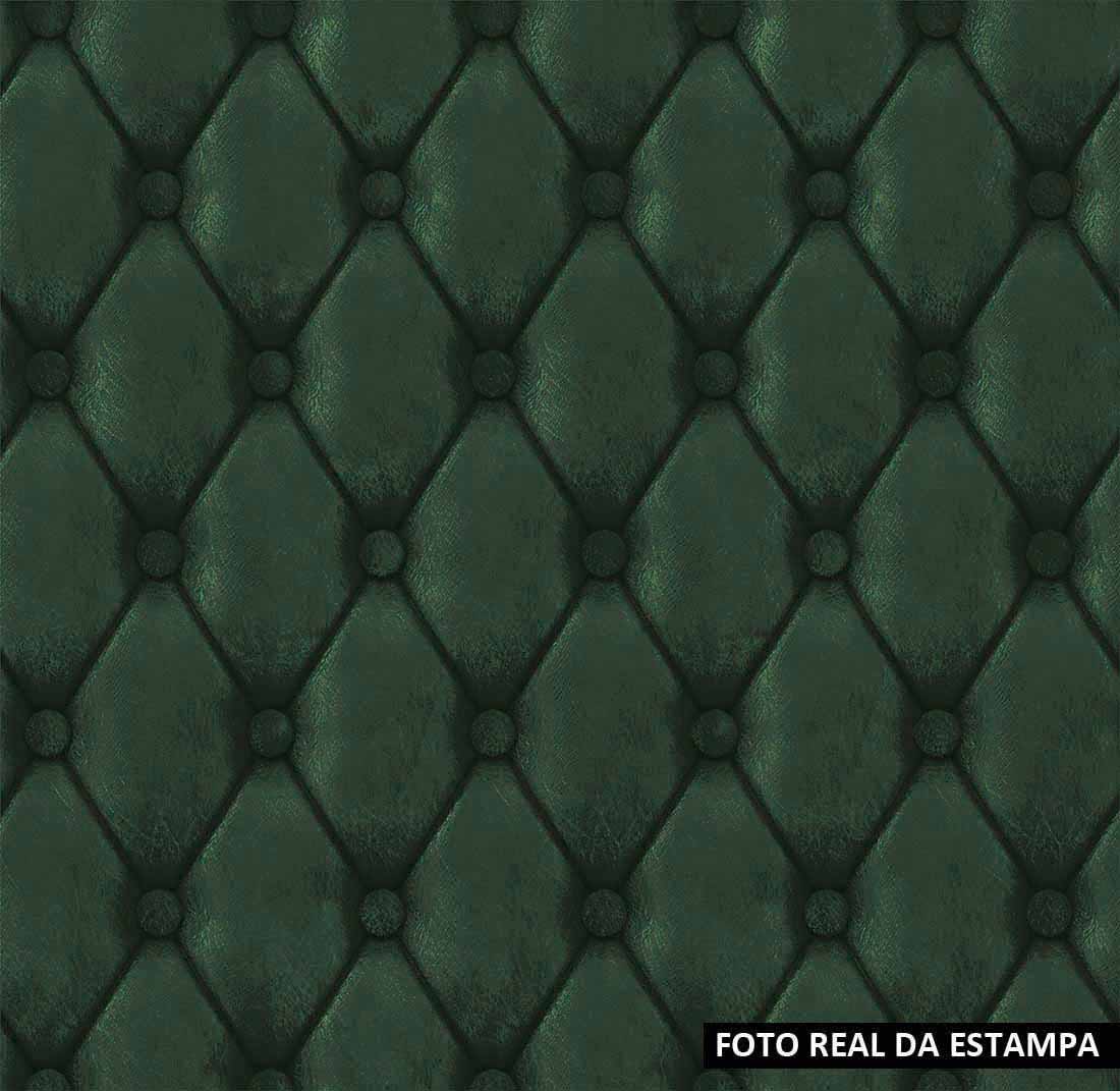 Papel de parede que lembra estofados de poltrona na cor verde