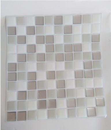 Placa de Pastilha Adesiva Resinada Branca, Cinza e Prata - 28,5cm x 31cm - Papel na Parede