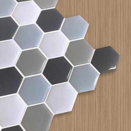 Placa de Pastilha Adesiva Resinada Hexagonal Fendi Rejunte Branco 29cm x 29cm - Papel na Parede