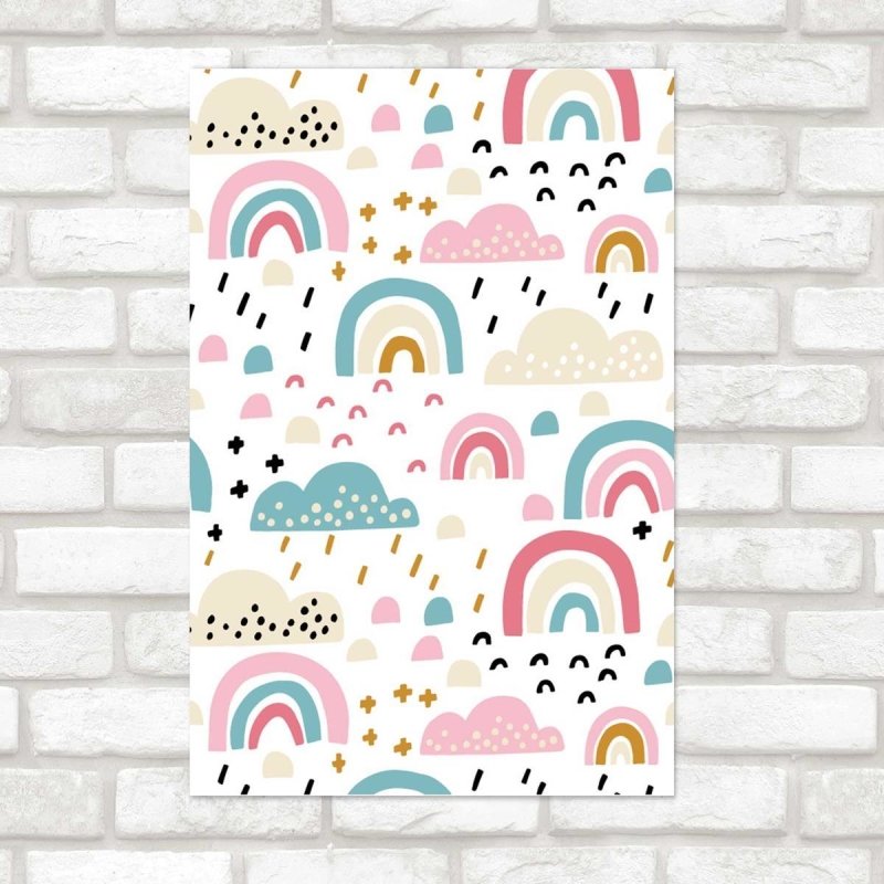 Poster Decorativo Arco-íris abstrato Infantil N07299 - Papel na Parede