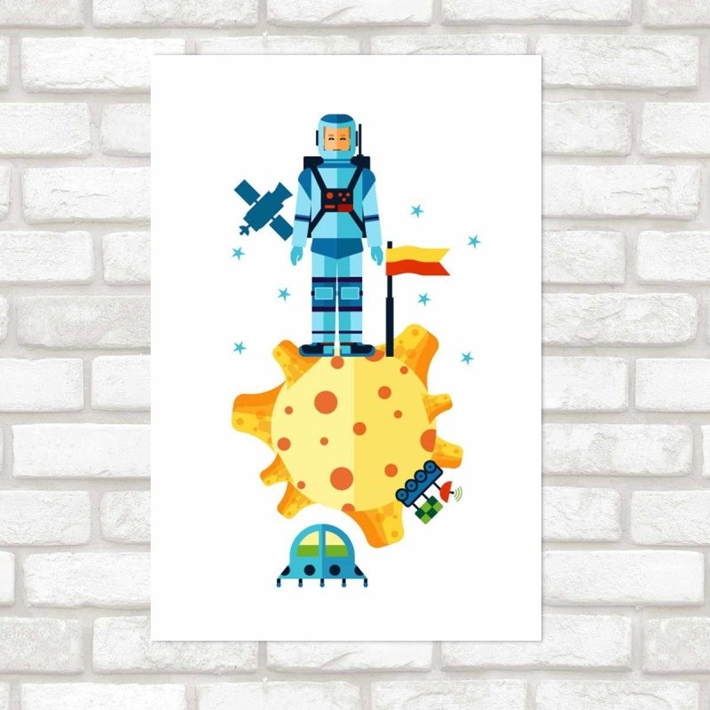 Poster Decorativo Astronauta Em Asteroide N09232 - Papel na Parede