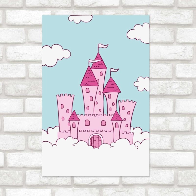 Poster Decorativo Castelo Rosa nas Nuvens N07259 - Papel na Parede