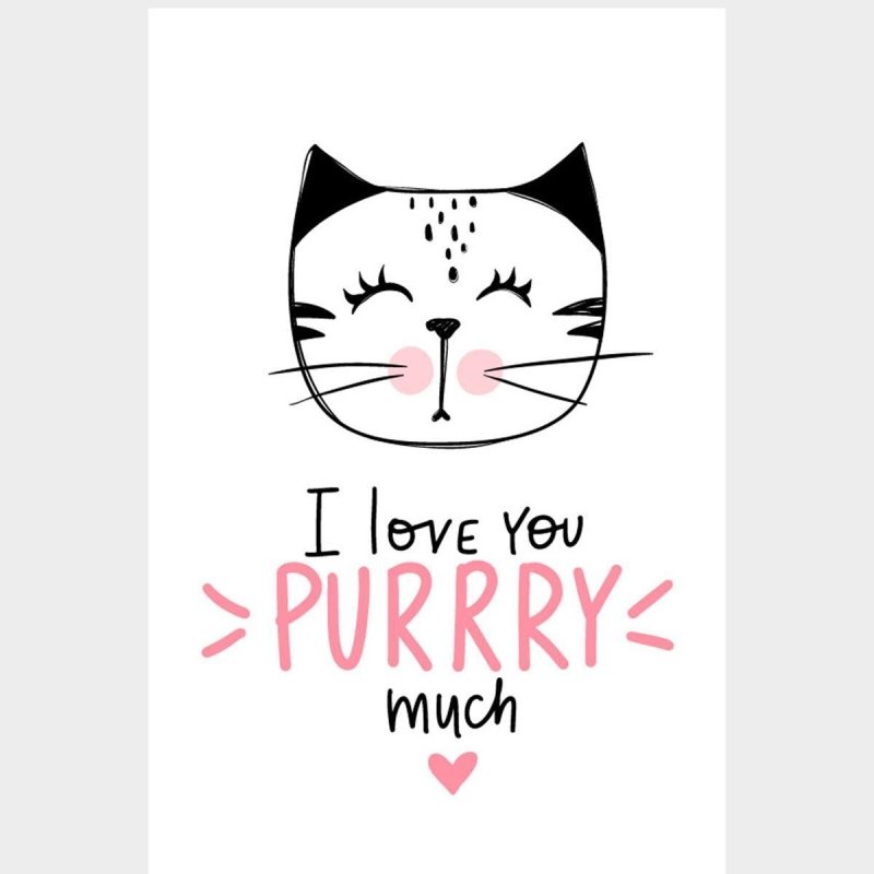 Poster Decorativo Cat I Love You - Eu Amo Você Gato N07291 - Papel na Parede