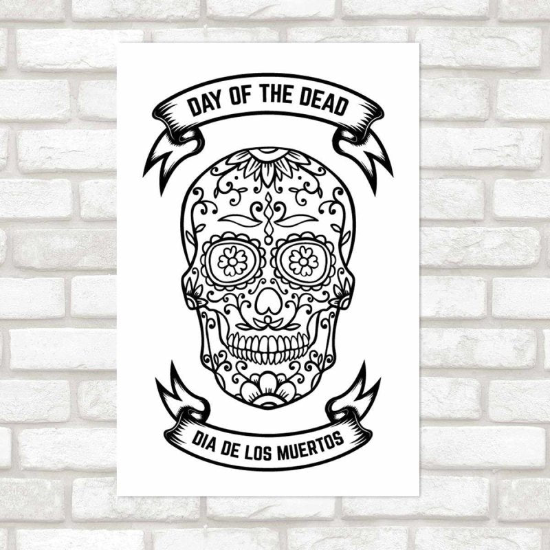 Poster Decorativo Caveira Dia De Los Muertos N09255 - Papel na Parede