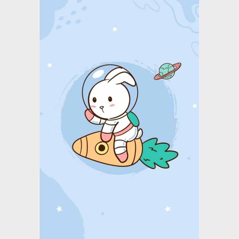 Poster Decorativo Coelho Astronauta N09274 - Papel na Parede