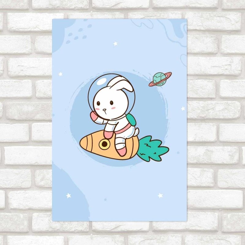 Poster Decorativo Coelho Astronauta N09274 - Papel na Parede