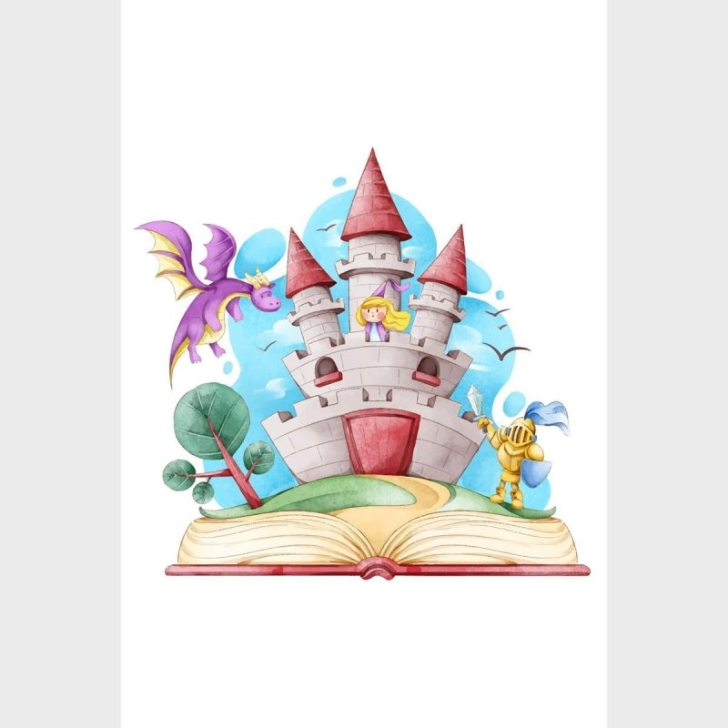 Poster Decorativo Conto de Fadas em Aquarela N07076 - Papel na Parede