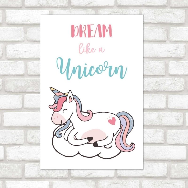 Poster Decorativo Dream Like a Unicorn N07228 - Papel na Parede
