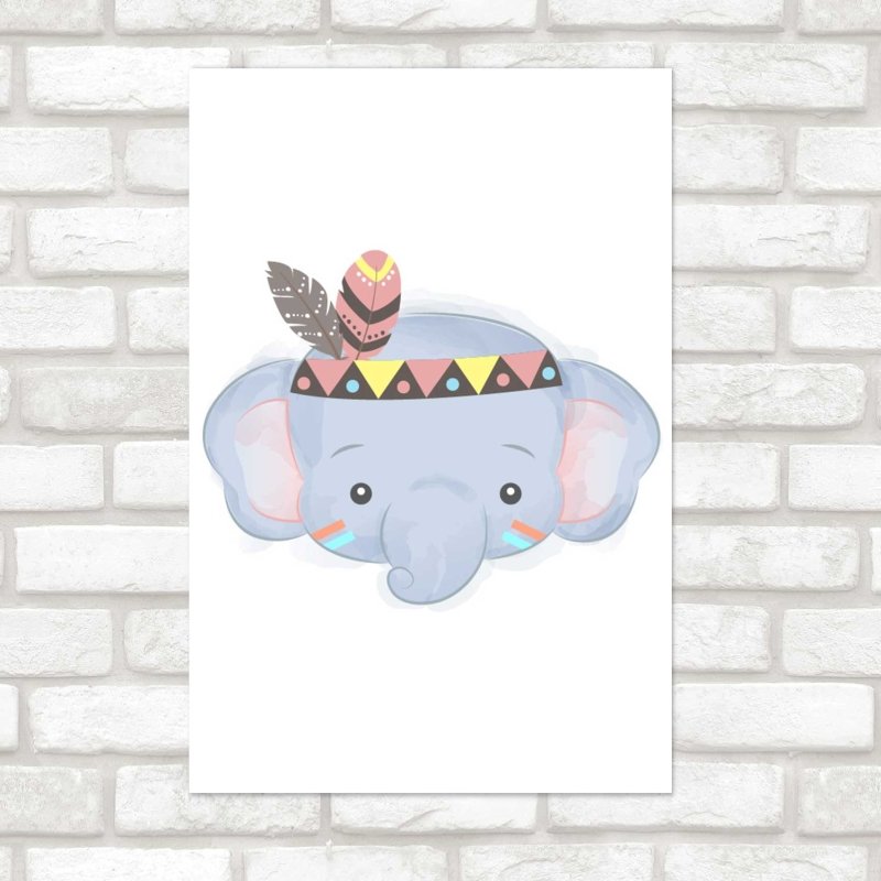 Poster Decorativo Elefante Índio Infantil N08011 - Papel na Parede