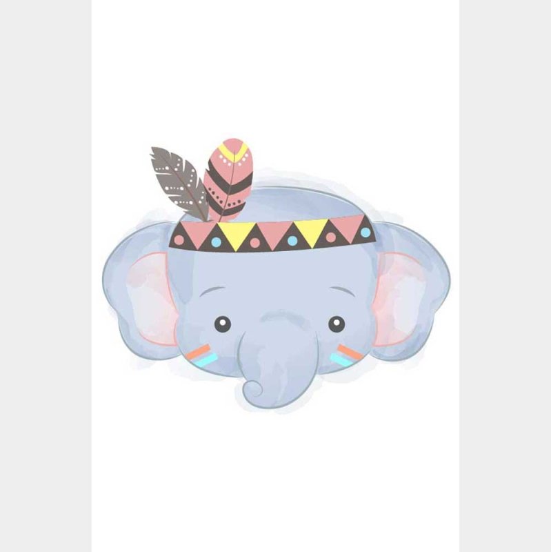 Poster Decorativo Elefante Índio Infantil N08011 - Papel na Parede