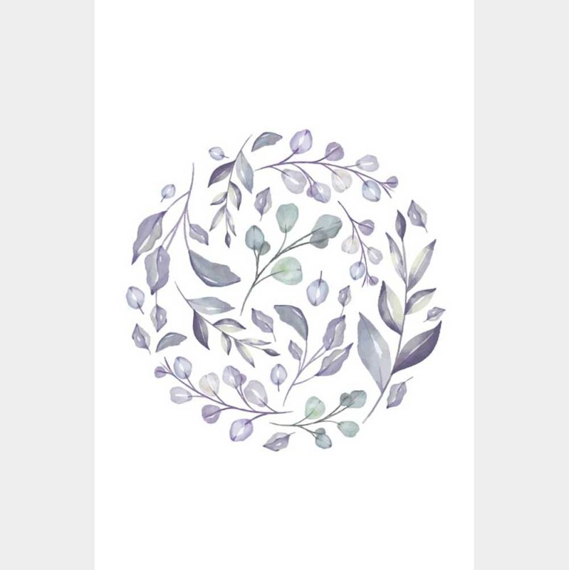 Poster Decorativo Esfera de folhas Lilás N08285 - Papel na Parede