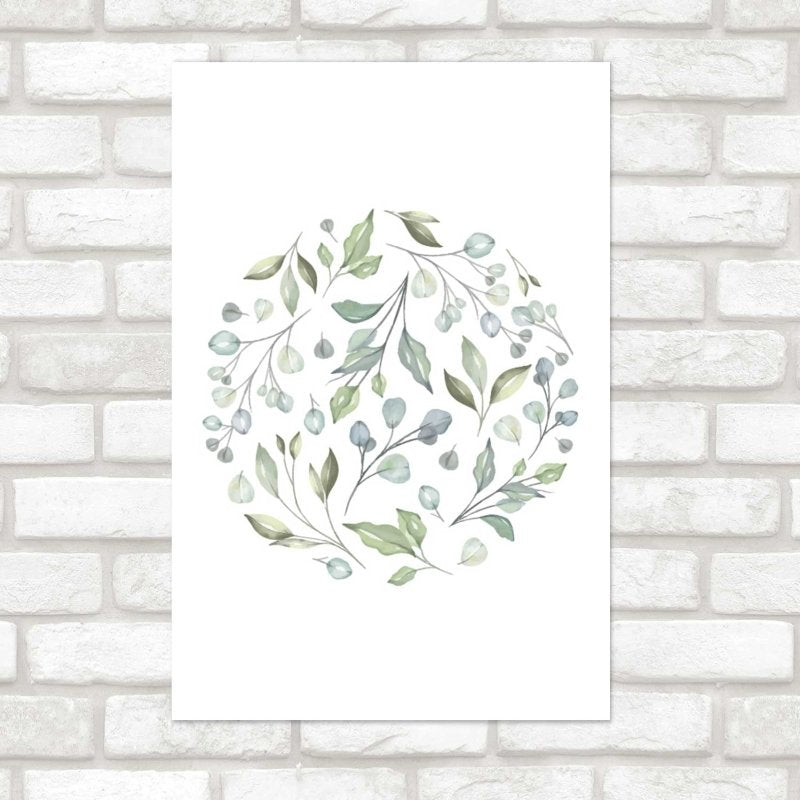 Poster Decorativo Esfera de folhas Verde N08284 - Papel na Parede