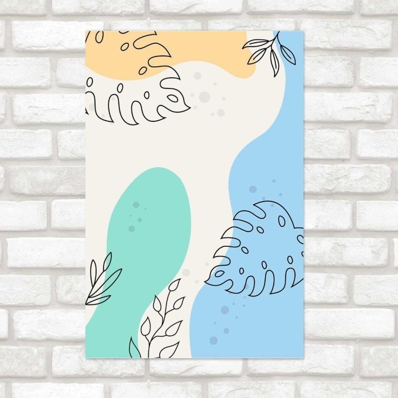 Poster Decorativo Folhas Abstrato N014216 - Papel na Parede