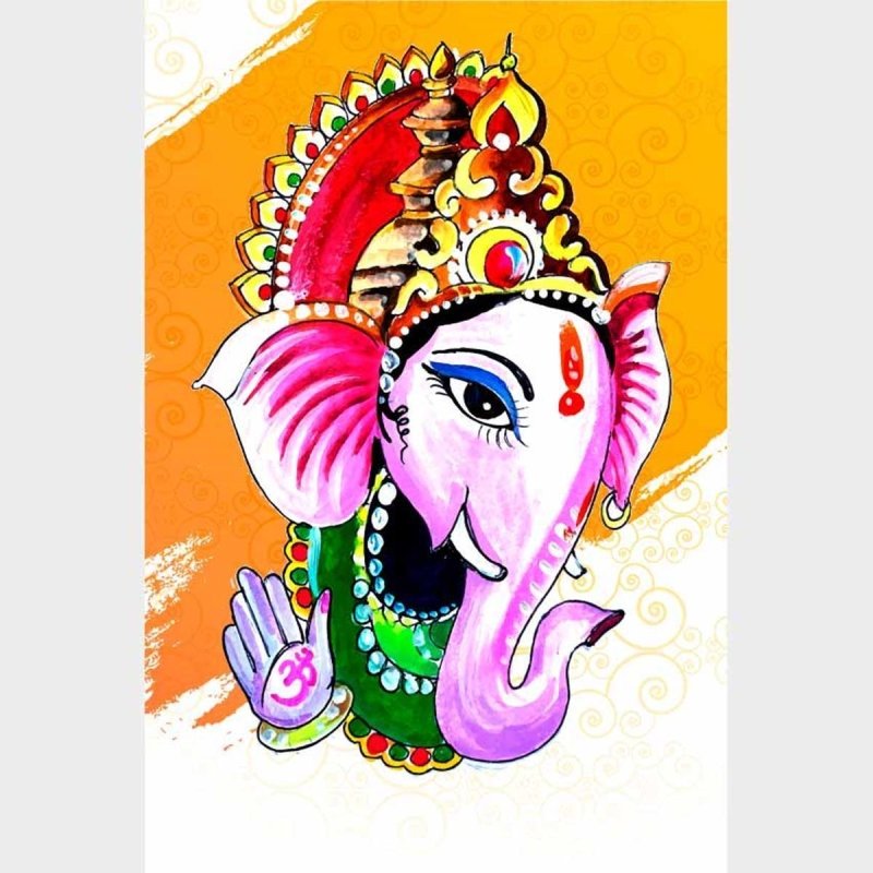 Poster Decorativo Ganesha Em Aquarela N09291 - Papel na Parede