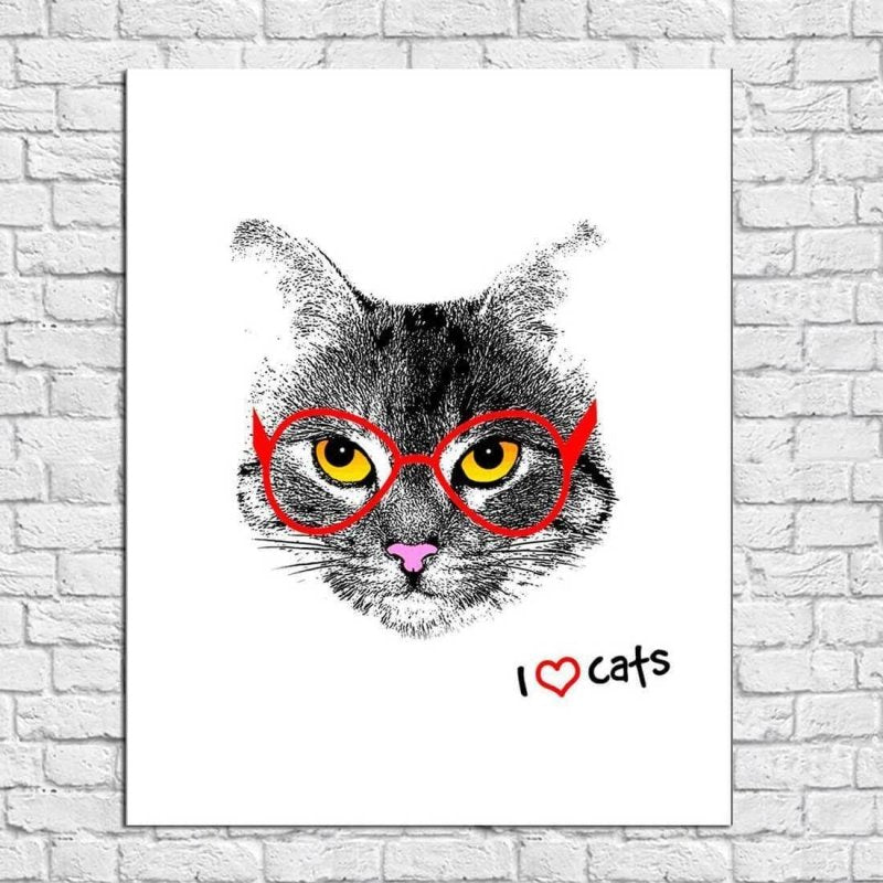 Poster Decorativo Gato de óculos 070711 - Papel na Parede