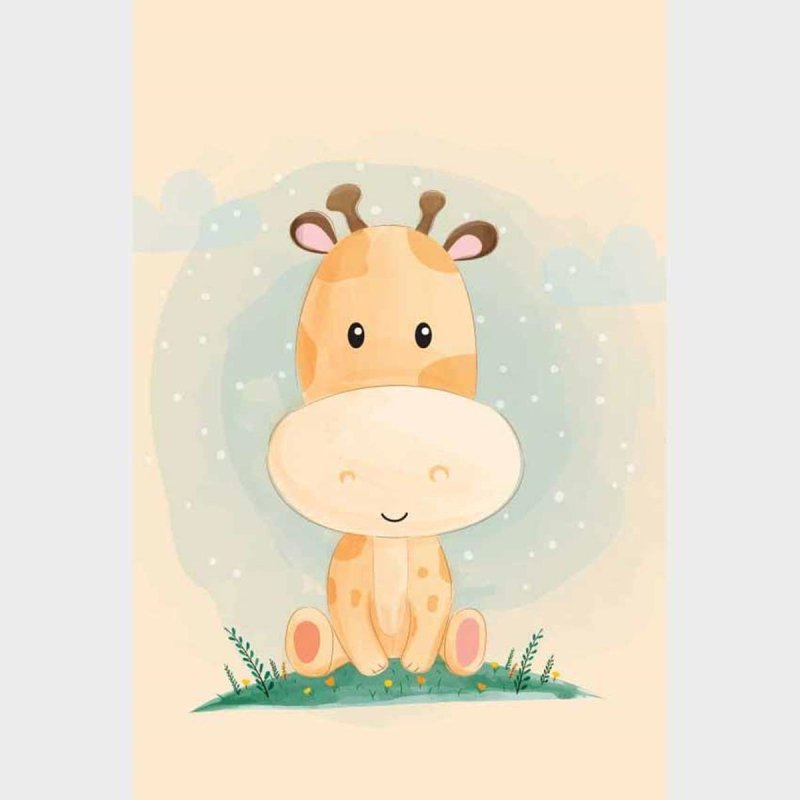 Poster Decorativo Girafa Fofa N09238 - Papel na Parede