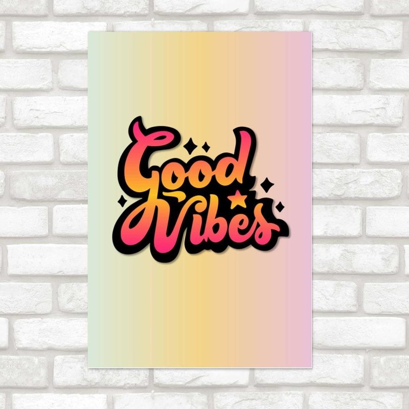 Poster Decorativo Good Vibes Retrô N07284 - Papel na Parede